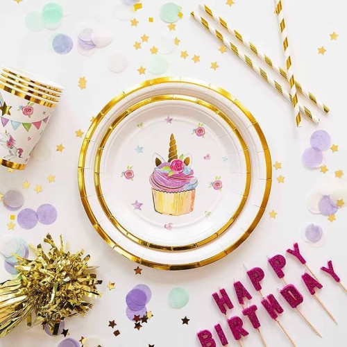 Słomki białe w złote paski 10szt. jednorożce1.jpg