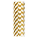 Słomki papierowe paski złote 10szt