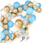 Girlanda balonowa błękitno złota Komunia Chrzest Roczek Chłopca taśma łuk