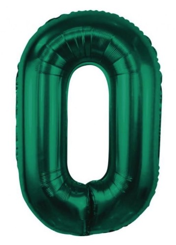 Balon foliowy Cyfra 0 zieleń butelkowa Urodziny Hel Zielona Urodzinowy 85cm