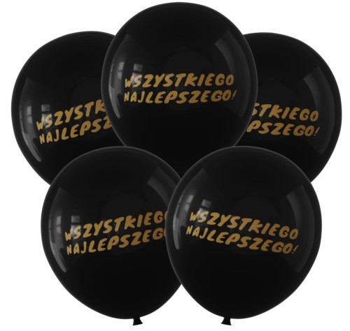 Balony WSZYSTKIEGO NAJLEPSZEGO czarne z nadrukiem Zestaw balonów Urodziny