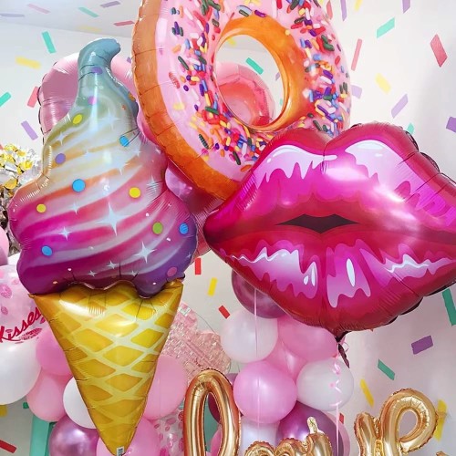 Balony Urodziny ROCZEK Dziewczynki Słodkie Rożek Lody Zestaw balonów cyfra