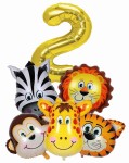 BALONY SAFARI Roczek Zestaw balonów ZOO Dżungla cyfra 0-9 złota urodziny