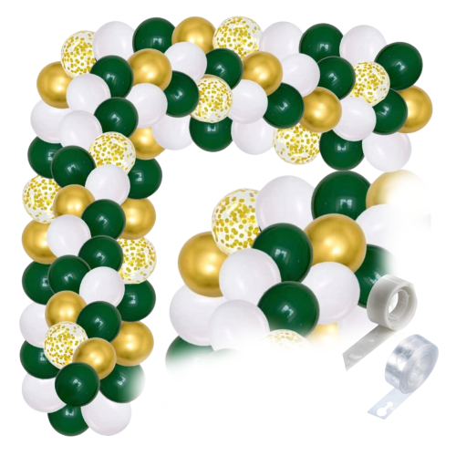 Girlanda z balonów zielono złota Zakończenie Roku taśma klej Zestaw 18stka