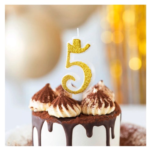 Świeczka cyfra złota z brokatem 5 1.jpg