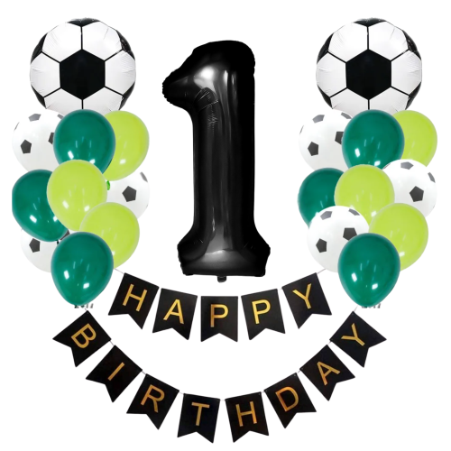 BALONY PIŁKARZ urodziny Baner Happy Birthday cyfra 100cm balony zielone HEL