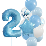BALONY BŁĘKITNE NA URODZINY cyfra 0-9 DOWOLNA 100cm gwiazda dla chłopca HEL