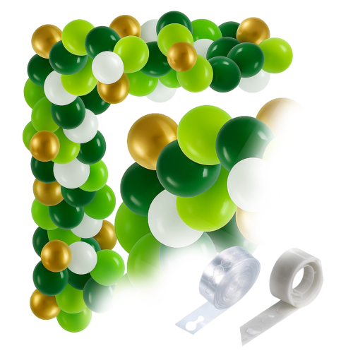 Girlanda balonowa Zielona ZOO safari Roczek Urodziny zestaw taśma kropki