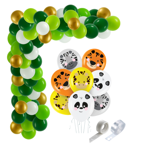 Zestaw balonowy SAFARI girlanda urodziny zwierzęta ZOO zielona 5m taśma