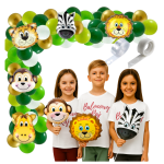 Girlanda balonowa ZOO zwierzątka urodziny Safari Roczek zestaw taśma kropki