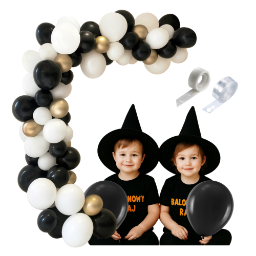 Girlanda Balonowa Czarno złota Zakończenie Roku Sylwester Urodziny