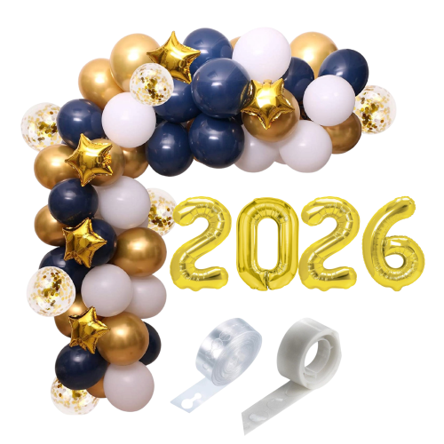 Girlanda balonowa granatowa z cyframi 2026 Sylwester