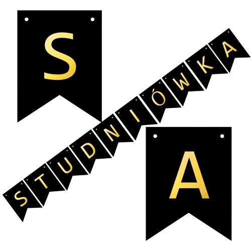 Napis STUDNIÓWKA na bal studniówkowy maturalny czarno złote litery