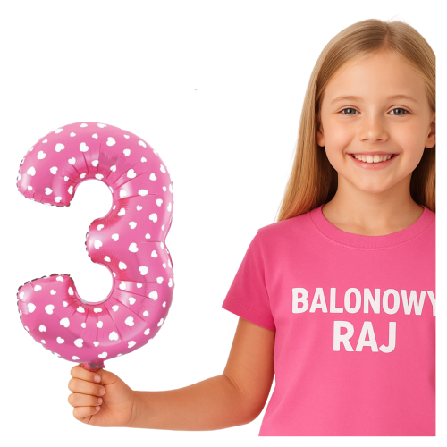 Balon foliowy różowa cyfra 3 w serduszka 40cm .png