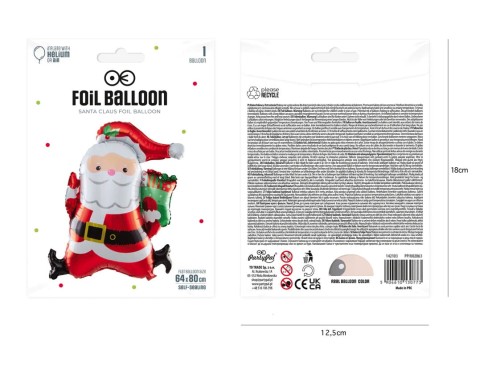 Balon foliowy Św. Mikołaj z prezentami 64x80cm1.jpg