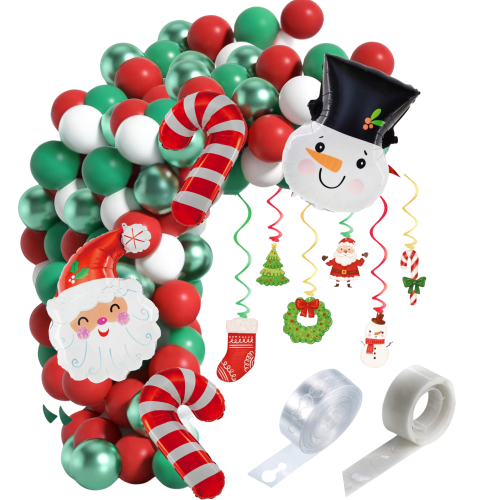 Girlanda balonowa Mikołajki czerwono zielona Bal Choinkowy Renifer Bałwan
