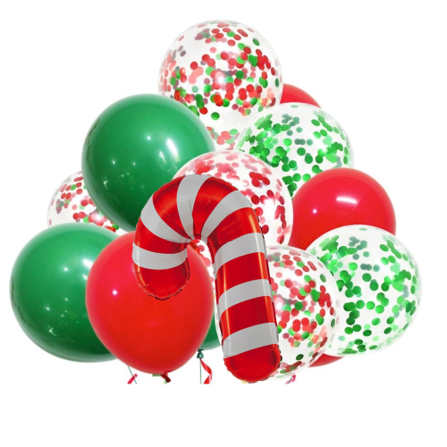 Zestaw balonów na Boże Narodzenie Mikołajki Czerwono Zielone Laska