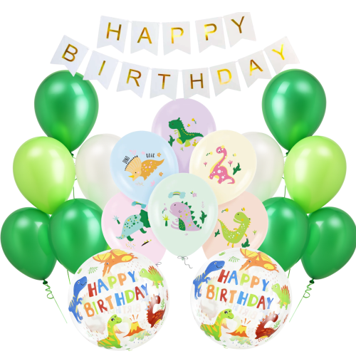 Zestaw balonów z Dinozaurem Dino Party Zielone