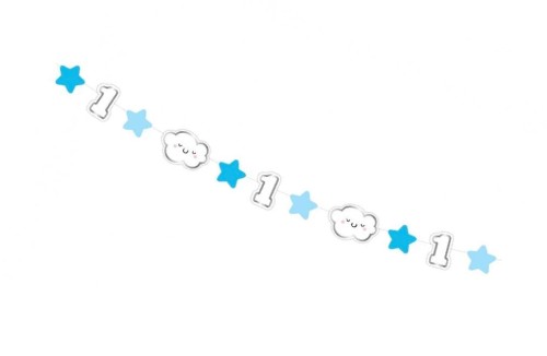 Girlanda papierowa mini Roczek, niebieska, dł. 120 cm, rozm. elementu 8.4 x 6 cm 1.jpg