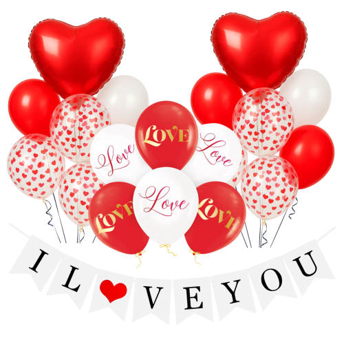 Zestaw balonów LOVE walentynki Girlanda I LOVE YOU prezent walentynki SERCA.png