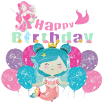 Zestaw balonów Syrenka URODZINY dziewczynki Konik Morski Urodziny Roczek