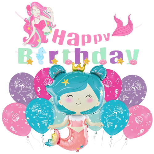 Zestaw balonów Syrenka URODZINY dziewczynki Konik Morski Urodziny Roczek