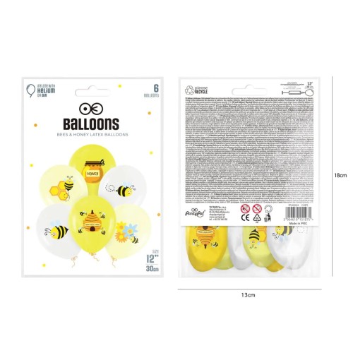 Balony Pszczoły 12cali 6szt. zestaw1.jpg