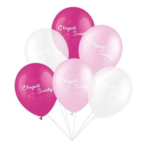 Balony na Chrzest Święty różowe 12cali 6szt.jpg