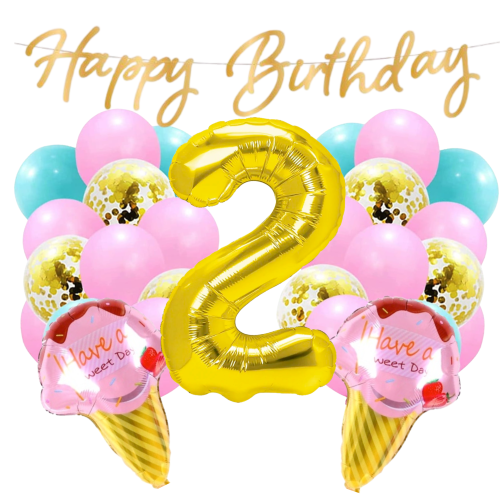 Balony Urodziny Dziewczynki Słodkie Rożek Lód Zestaw balonów cyfra 0-9 70cm.png