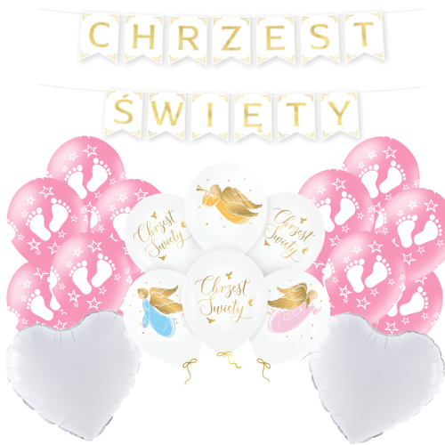 Zestaw Balonów Na Chrzest Święty Chrzciny Beżowe Baner Balony Biało złote