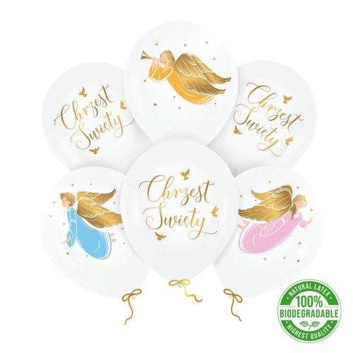 Balony na chrzest Anioły biodegradowalne12cali 6szt. zestaw1.jpg