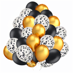 Bukiet balonów na Sylwestra Karnawał czarno złote 12 calowe