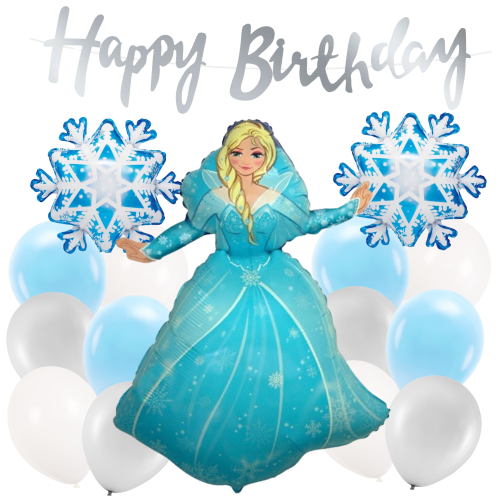 Balony ELZA Kraina Lodu Zestaw balonów urodziny Happy Birthday Baner Frozen.png