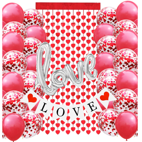 Zestaw dekoracji na Walentynki Kurtyna serca 100x200cm napis LOVE balony.png
