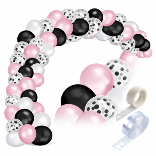Girlanda balonowa różowo czarna 16stka Urodziny 18 nastolatki Dziewczyny.png