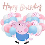 Zestaw balonów GEORGE świnka Peppa Baner Happy Birthday balony z konfetti