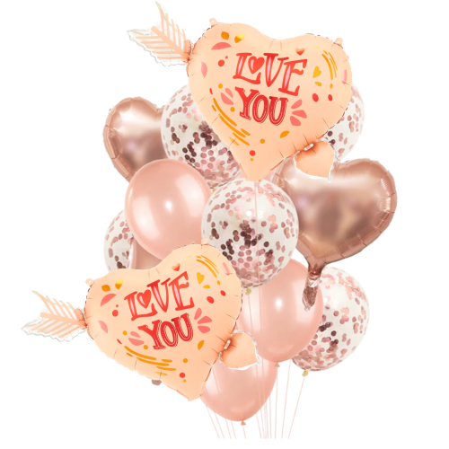 Zestaw balonów Walentynki LOVE YOU serce strzała amora Prezent Zaręczyny.png
