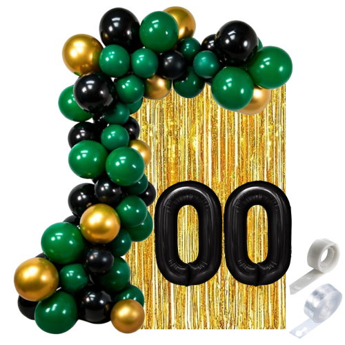 Balony na Urodziny cyfry czarne 0-99 GIRLANDA Balonowa butelkowa zieleń