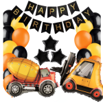 Balony urodzinowe Maszyny budowlane urodziny chłopca betoniarka Baner wózek