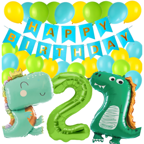 Balony na urodziny DINOZAURY 0-9 Baner Happy Birthday Cyfra 100cm t-rex