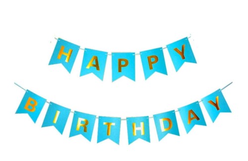 baner Happy Birthday niebieski