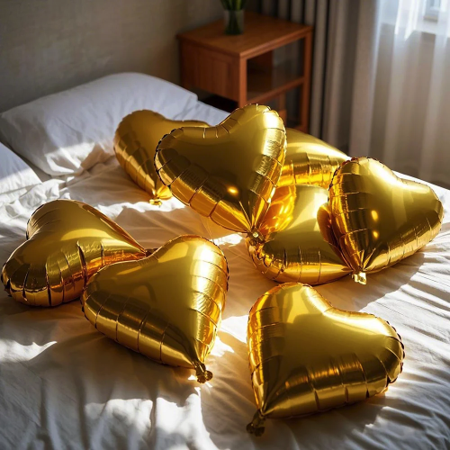 balony serca złote hel