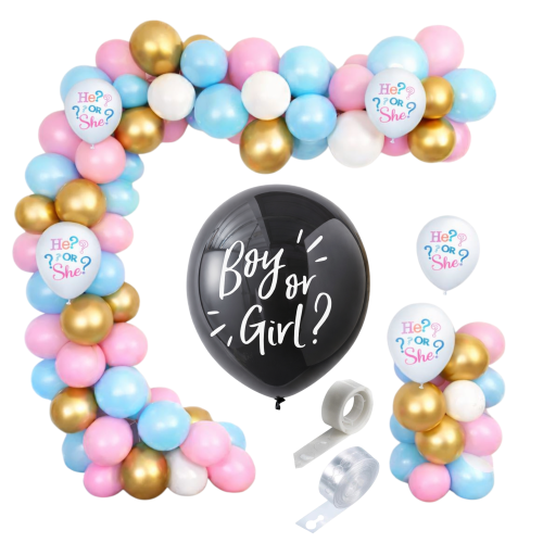 Girlanda balonowa Baby Shower He or she ujawnienie płci Boy or girl zestaw.png