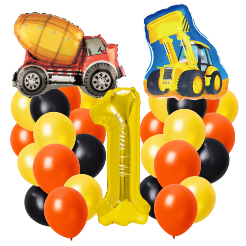 Zestaw balonów budowlanych Ciężarówka Koparka z cyfrą 0-9.png