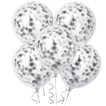Balony lateksowe z konfetti srebrnym 12 cali 5 szt