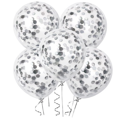 Balony lateksowe z konfetti srebrnym 12 cali 5 szt