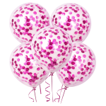 Balony lateksowe z konfetti fuksja 12 cali 5 szt