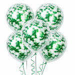 Balony lateksowe z konfetti zielonym 5 szt Dzień Św. Patryka