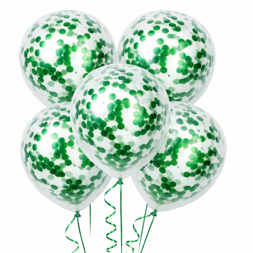 Balony lateksowe z konfetti zielonym 5 szt