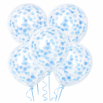 Balony lateksowe z konfetti błękitnym 12 cali 5 szt